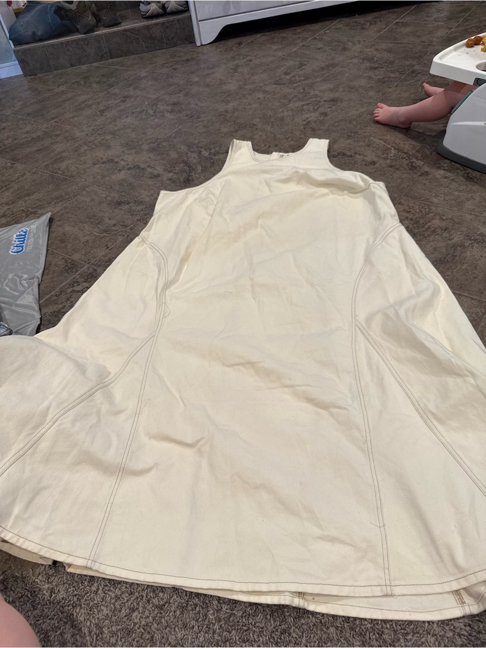 🍊NWOT Women's denim Cream A-Line Tank Dress